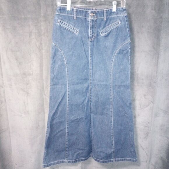 Tommy Hilfiger Y2K Vintage Denim Midi Skirt Size 8 EUC - Picture 1 of 10